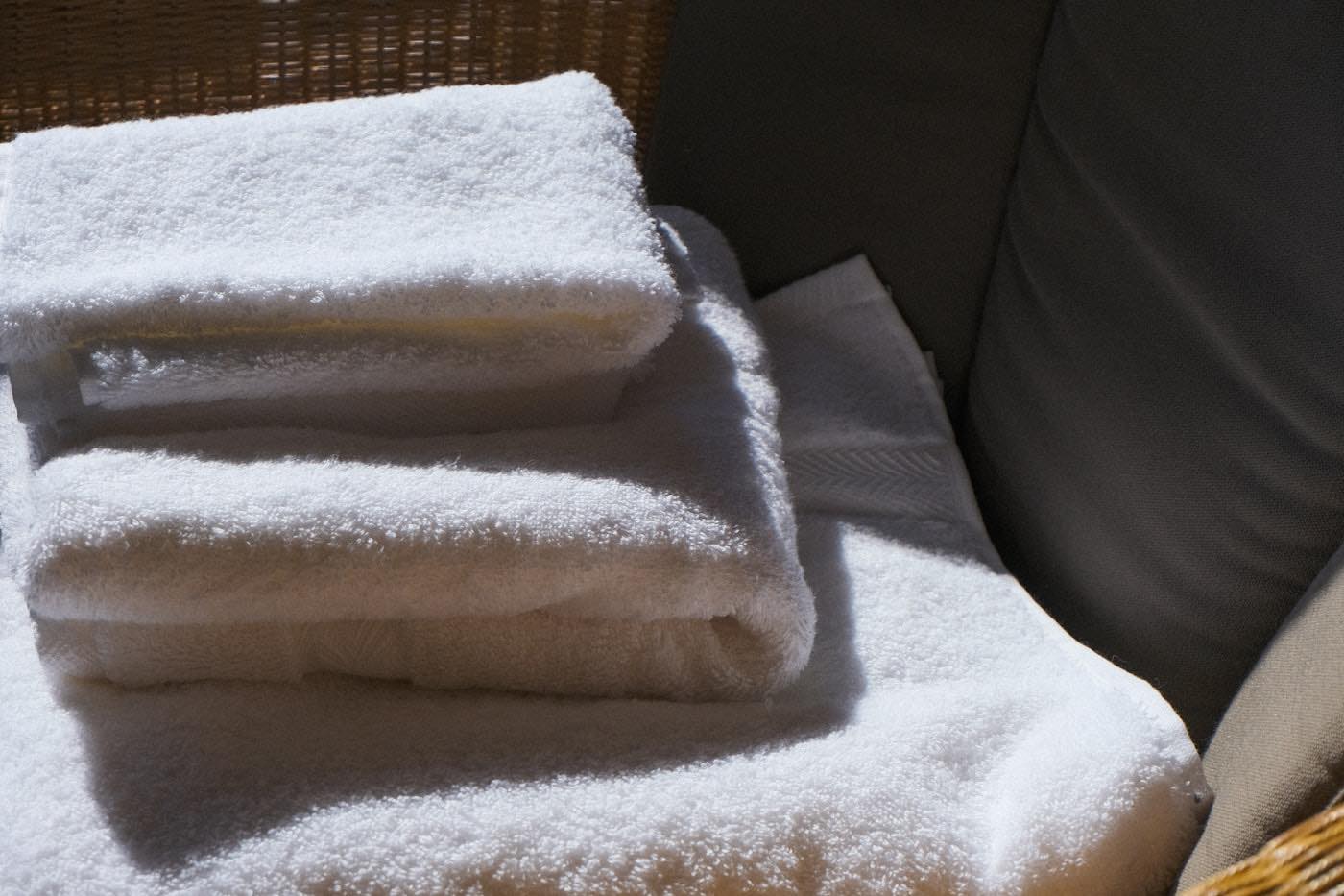 A stack of folded white towels